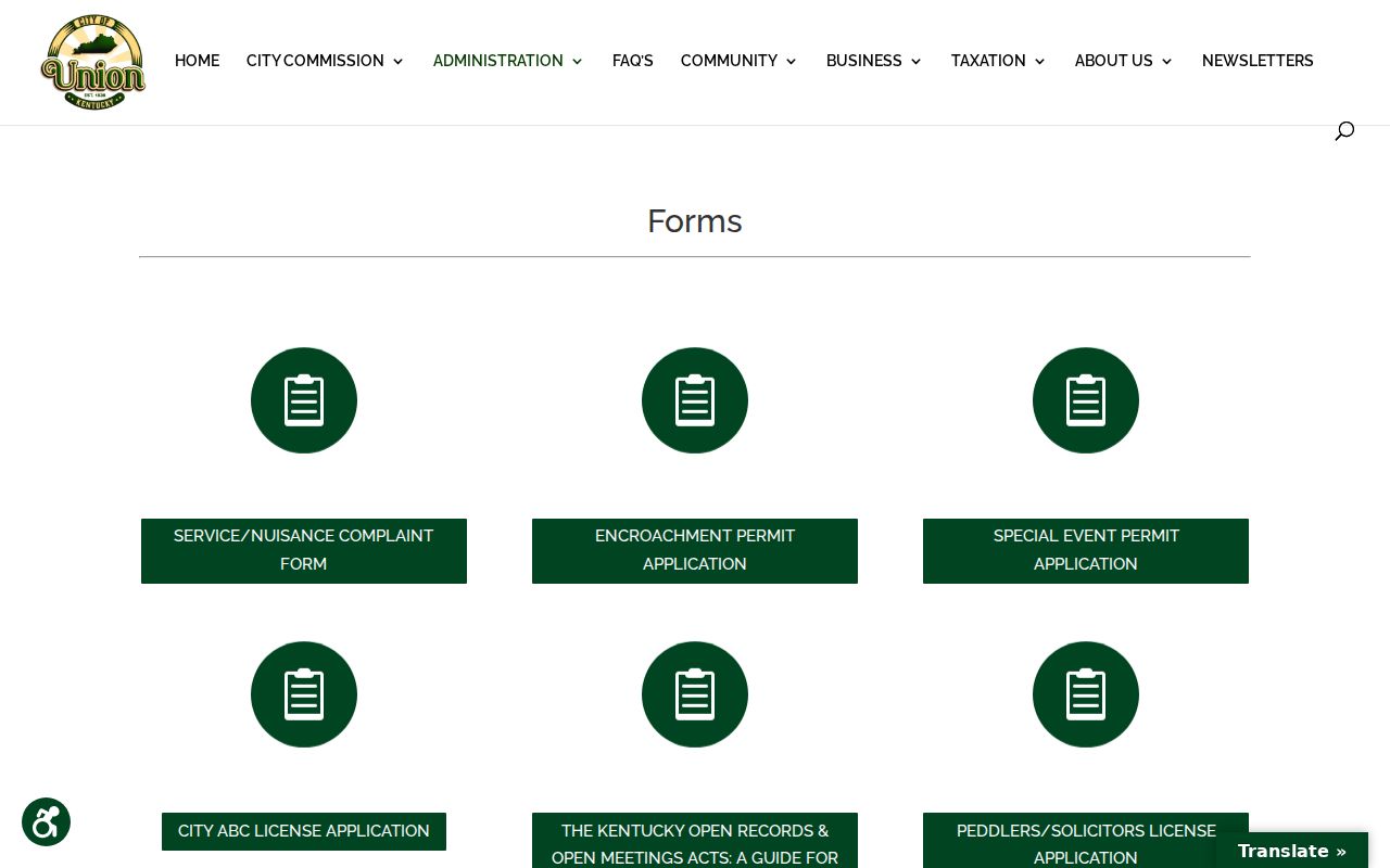 Union criminal records forms page in Boone County