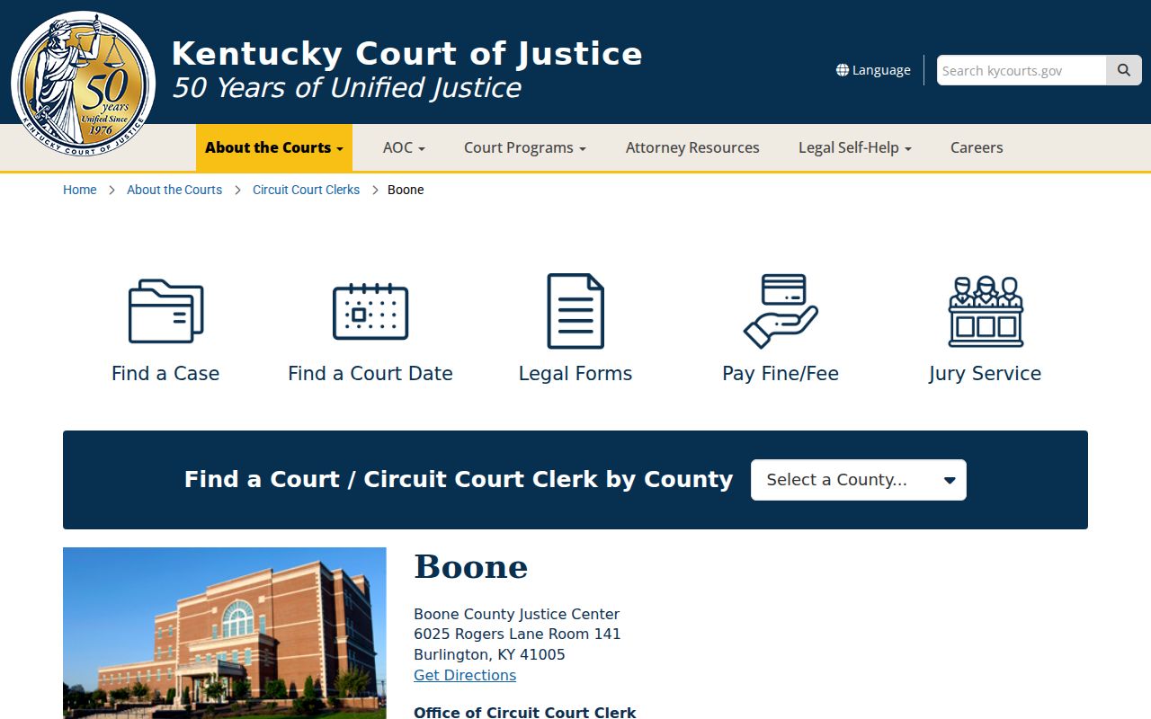 Boone County criminal records Justice Center information